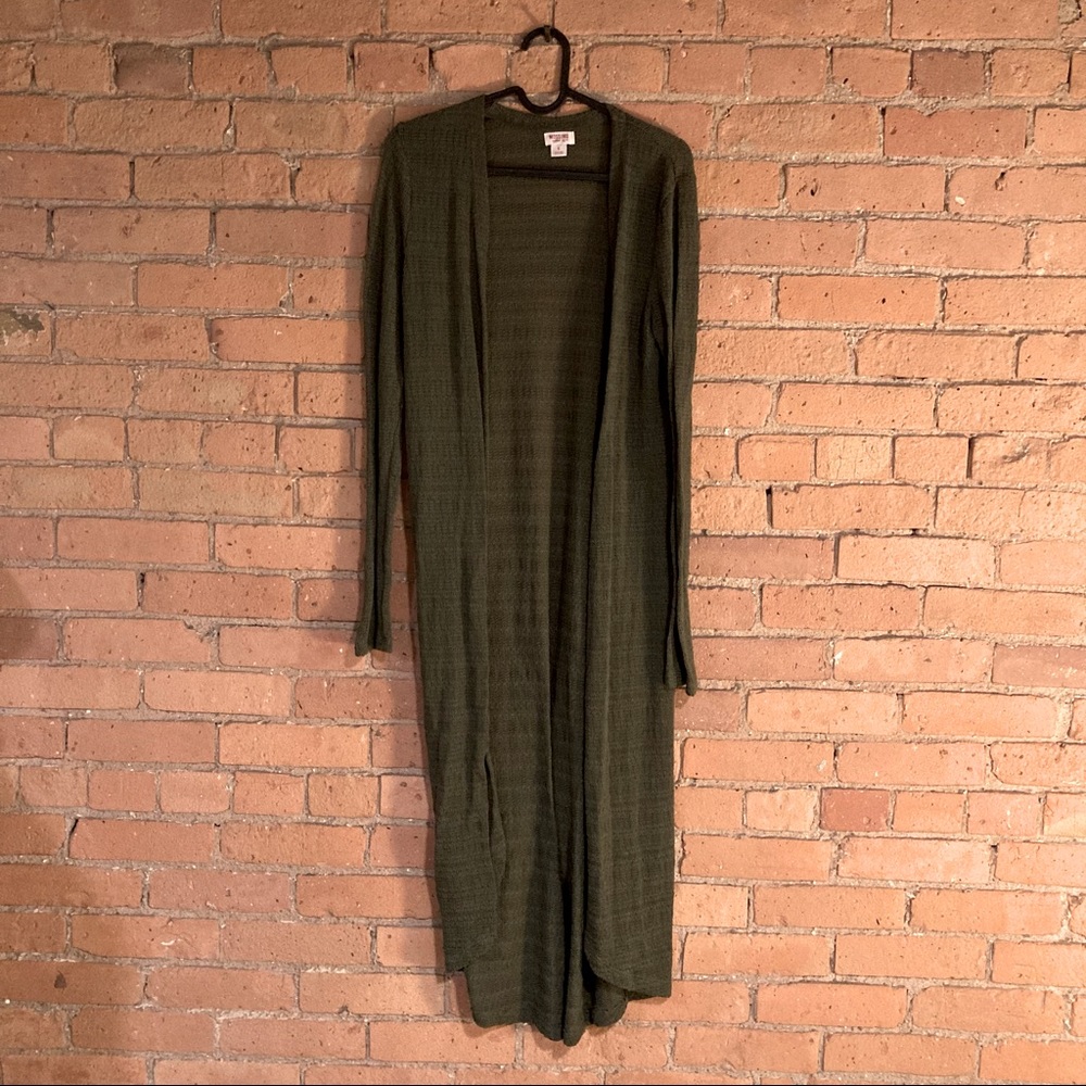 Mossimo Olive green crochet long cardigan